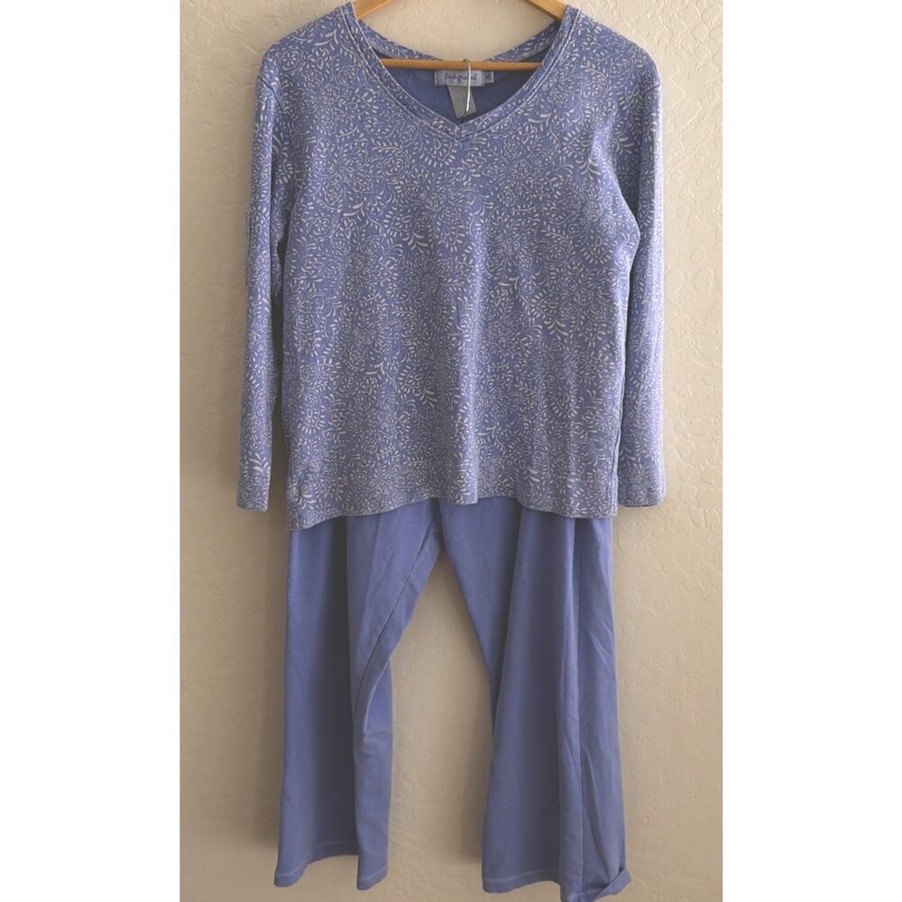 Fresh Produce XL Pajama Lounge Set Purple Floral V Neck Top Purple Crop Bottom - Picture 1 of 10